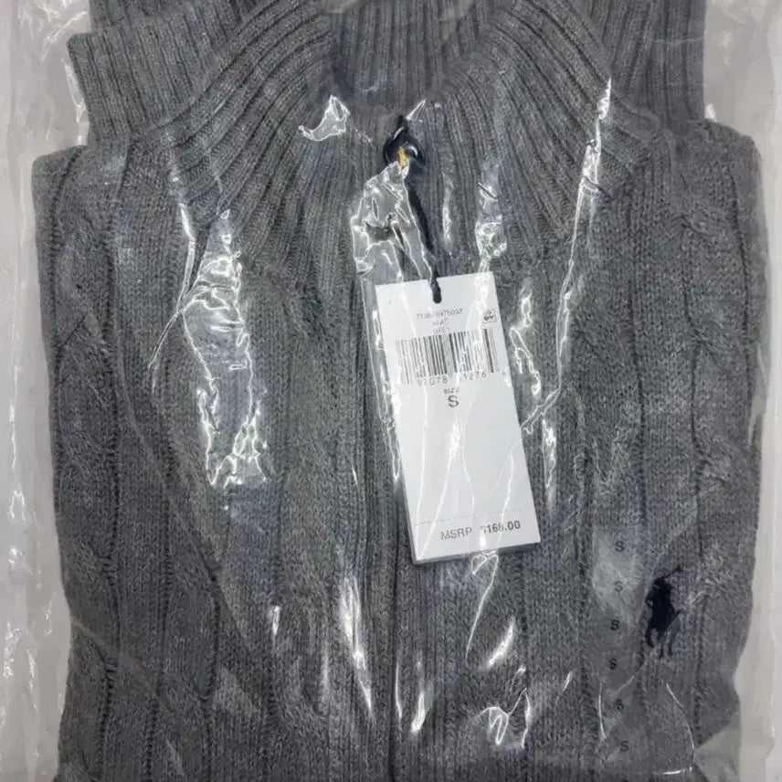 [BUNJANG] Polo Ralph Lauren Cable Knit Full Zip Up Sweater / 폴로 랄프로렌 케이블 니트 풀집업 블랙/그레이