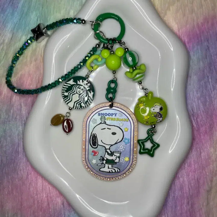 [BUNJANG] Snoopy Green Apple Keyring / 초록 사과 스누피 키링