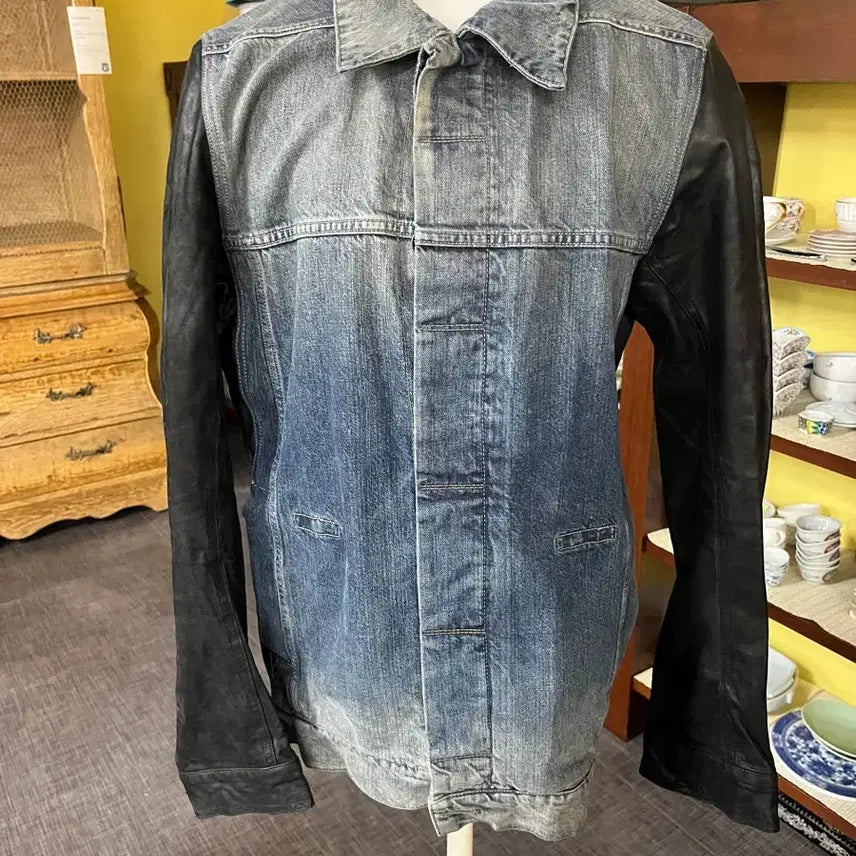 [BUNJANG] Rick Owens Denim Trucker Jacket L / 릭오웬스 팔가죽 데님 트러커 사이즈L