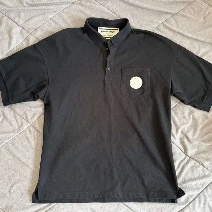 [BUNJANG] Onitsuka Tiger Black Polo Shirt / 오니츠카타이거 반팔 폴로티