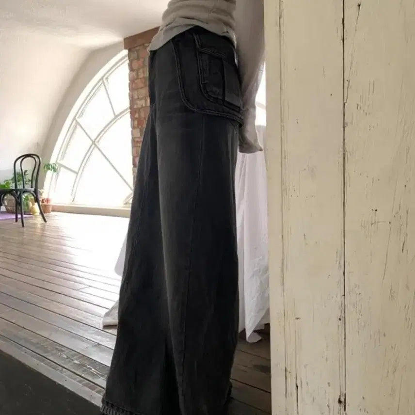 [BUNJANG] Litkime OOTJ Pocket Denim Maxi Skirt Black M / 릿킴 ootj 포켓 데님 맥시 데님 스커트 블랙 m 마지막가격