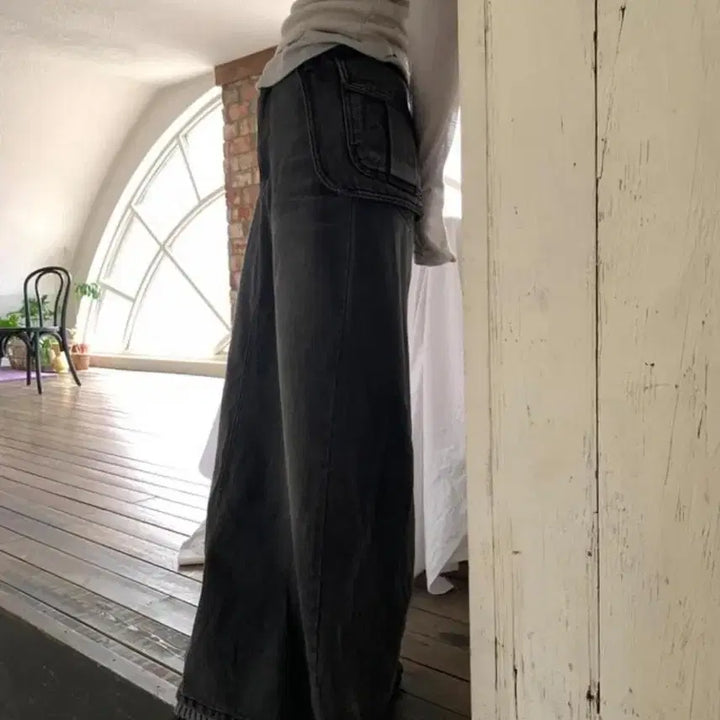 [BUNJANG] Litkime OOTJ Pocket Denim Maxi Skirt Black M / 릿킴 ootj 포켓 데님 맥시 데님 스커트 블랙 m 마지막가격