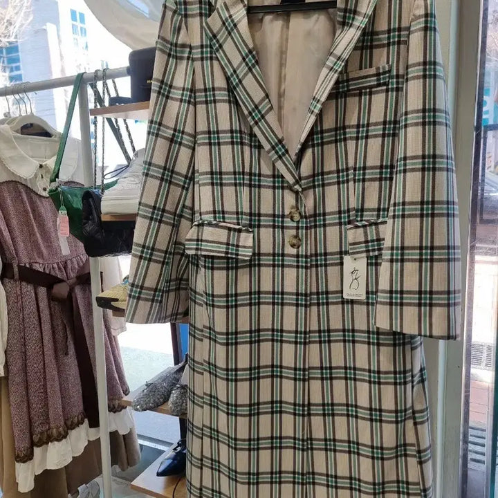 [BUNJANG] Check Long Jacket Coat / 체크 롱 자켓 봄 코트