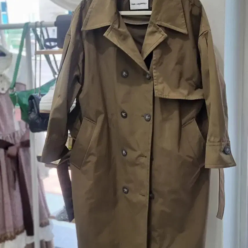 [BUNJANG] Karl Lagerfeld Trench Coat Deep Khaki Brown / 칼라거펠트 트렌치코트 딥카키브라운