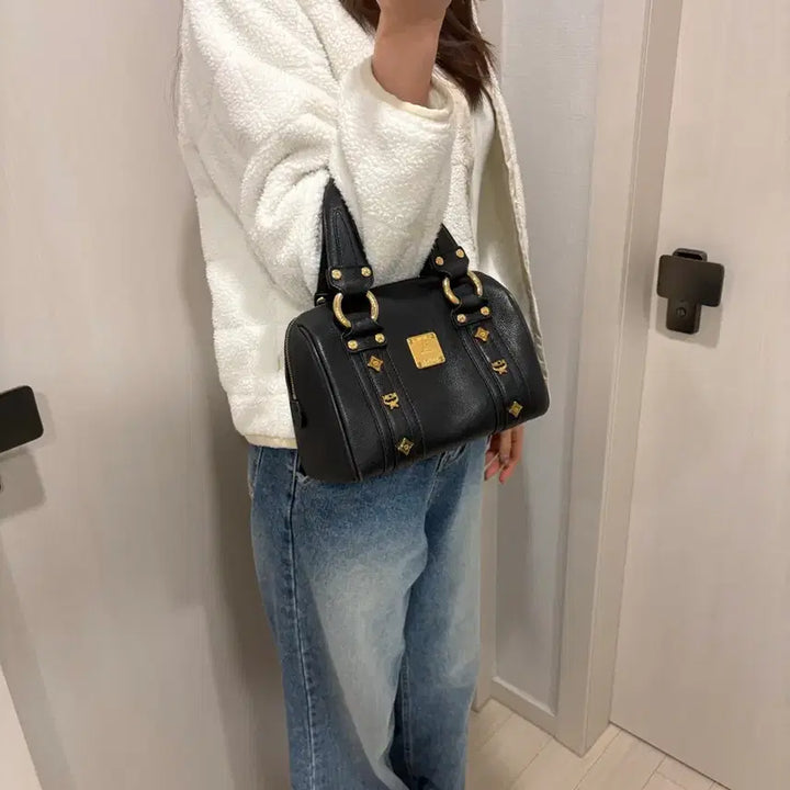 [BUNJANG] MCM Black Leather Tote Shoulder Bag / MCM 블랙 레더 토트백 숄더백