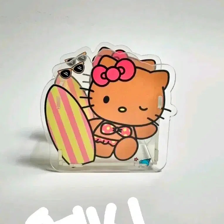 [BUNJANG] Hello Kitty Surfing Acrylic Stand Holder / (새제품)헬로키티 서핑 아크릴 스탠드 보관함.