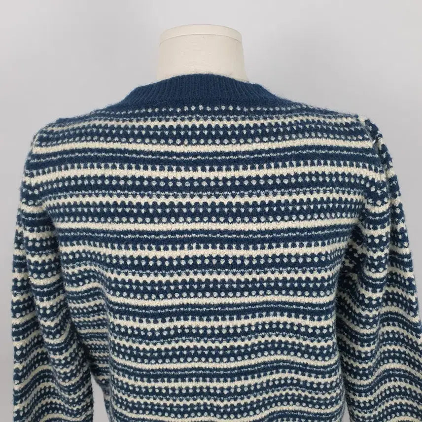 [BUNJANG] Arnold Barney Striped Blue Cardigan / 1085.아놀드 바니시 줄무늬 패턴 블루 가디건