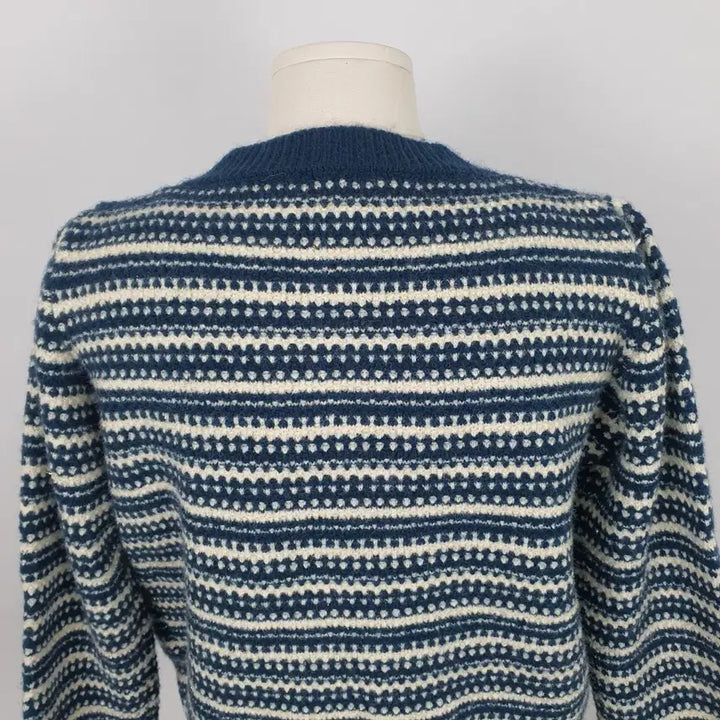 [BUNJANG] Arnold Barney Striped Blue Cardigan / 1085.아놀드 바니시 줄무늬 패턴 블루 가디건