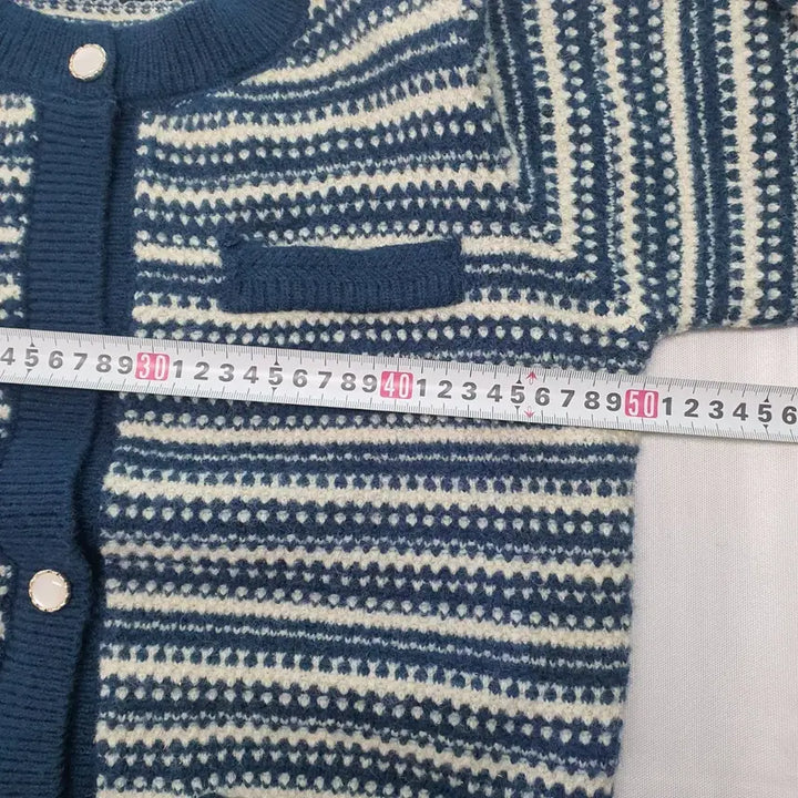 [BUNJANG] Arnold Barney Striped Blue Cardigan / 1085.아놀드 바니시 줄무늬 패턴 블루 가디건
