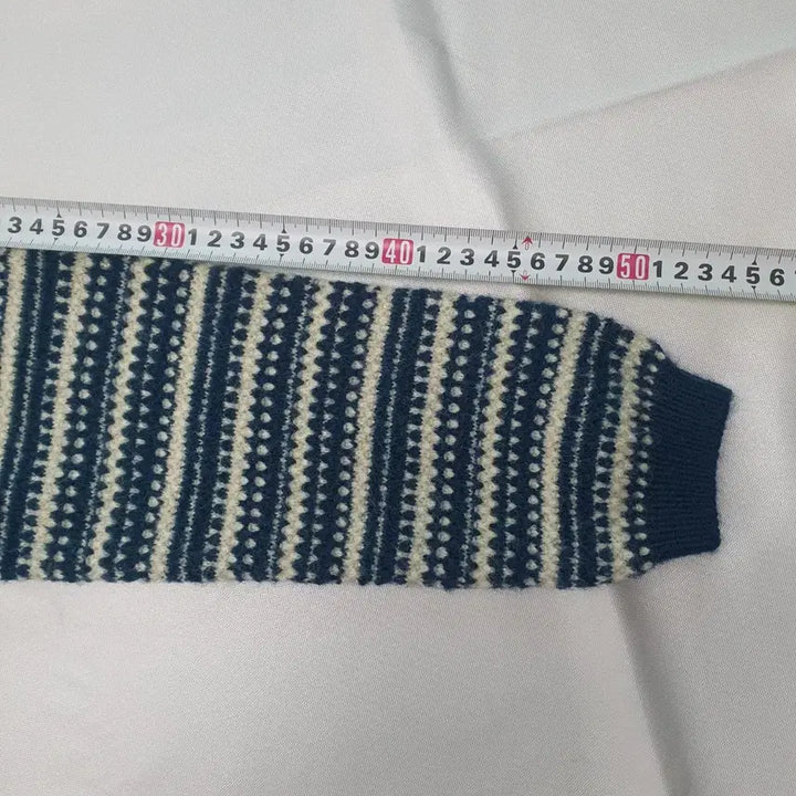 [BUNJANG] Arnold Barney Striped Blue Cardigan / 1085.아놀드 바니시 줄무늬 패턴 블루 가디건