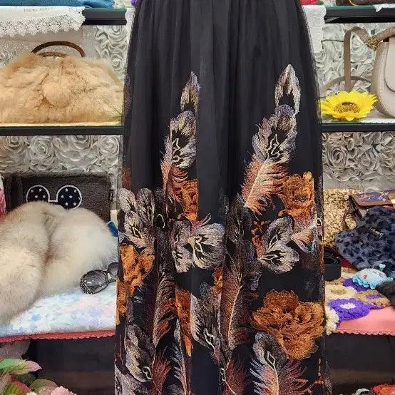 [BUNJANG] KINU Embroidered Maxi Long Skirt / KINU 샤+자수 맥시 롱스커트(FREE)