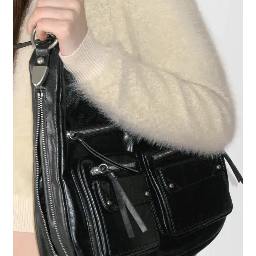 [BUNJANG] Sunburn Project Double Pocket Shoulder Bag Black / 썬번프로젝트 썬번 sunburn 더블 포켓 숄더백 블랙 가방 보부상