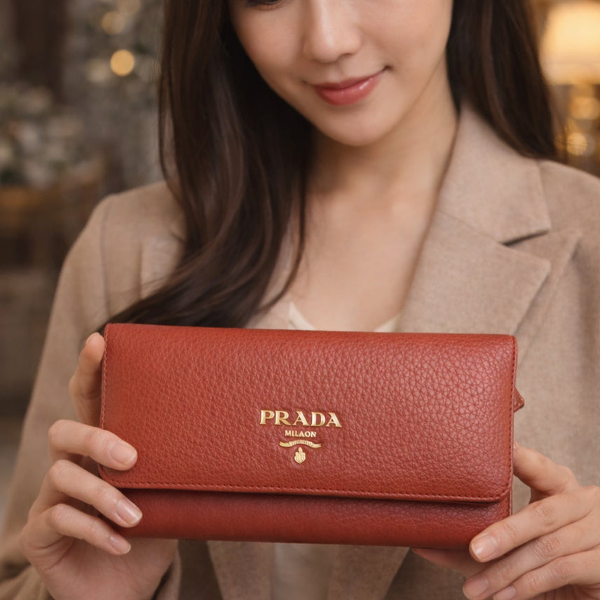 [BUNJANG] Prada Saffiano Red Long Wallet / 프라다 정품 사피아노 레드장지갑