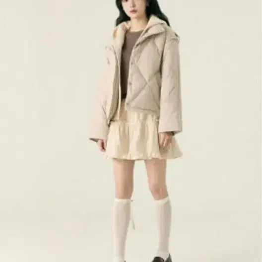 [BUNJANG] Roem Ivory Hooded Short Padded Jacket L / Roem 아이보리 후드숏패딩 L