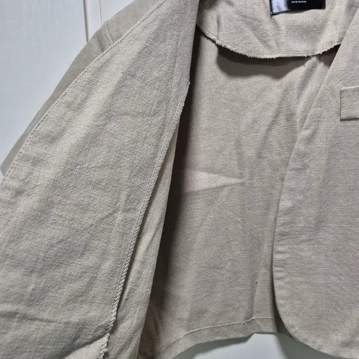 [BUNJANG] Vintage Beige Linen Crop Short-Sleeved Jacket / (세일)(새상품)빈티지 베이지 크롭 반팔 자켓