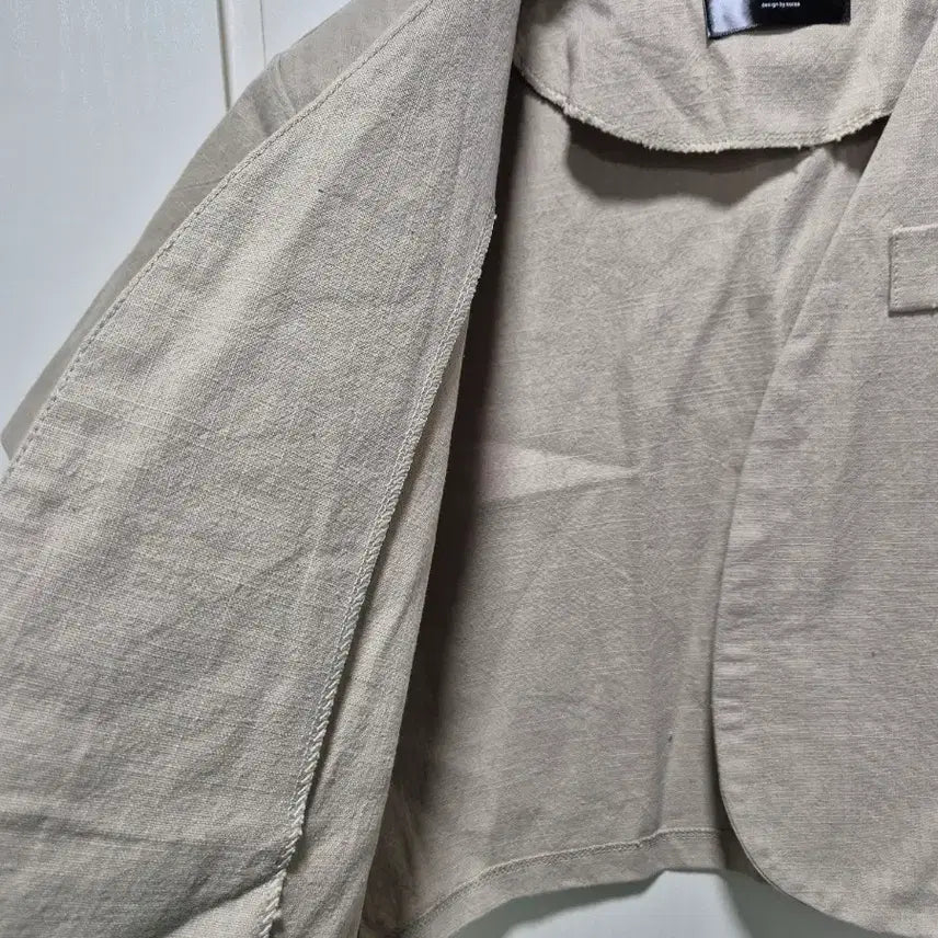 [BUNJANG] Vintage Beige Linen Crop Short-Sleeved Jacket / (세일)(새상품)빈티지 베이지 크롭 반팔 자켓