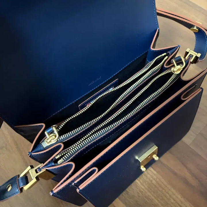 [BUNJANG] Marni Trunk Bag Medium Navy Calfskin Handbag / 마르니 트렁크백