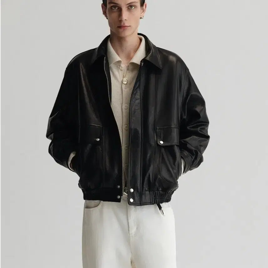 [BUNJANG] Dunst Oversized Vintage Leather Blouson XL / (XL) 던스트 오버사이즈드 빈티지 레더 블루종