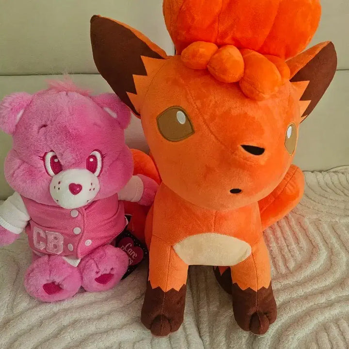 [BUNJANG] Pokemon Alolan Vulpix 45cm Plush Doll with Care Bear / 초대형 식스테일 45cm  + 케어베어 핑크 인형 증정