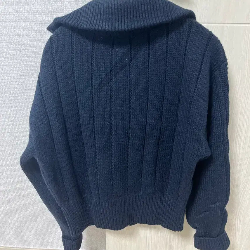 [BUNJANG] Topten Navy Cable Knit Zip-Up Cardigan / 탑텐 네이비 케이블 니트 집업 가디건