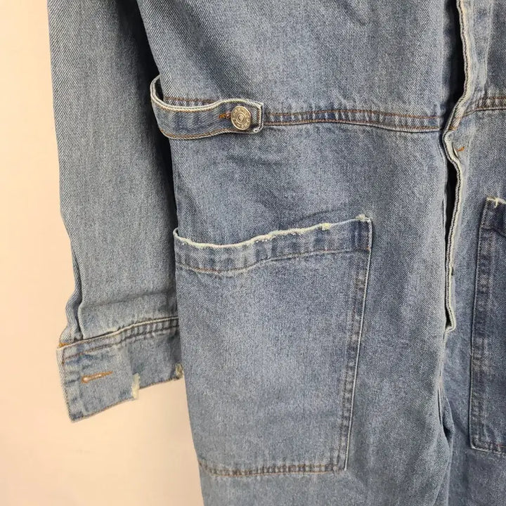 [BUNJANG] Washing Denim Jumpsuit (Women's 77 Size) / [여성77 size] 워싱 데님 점프수트