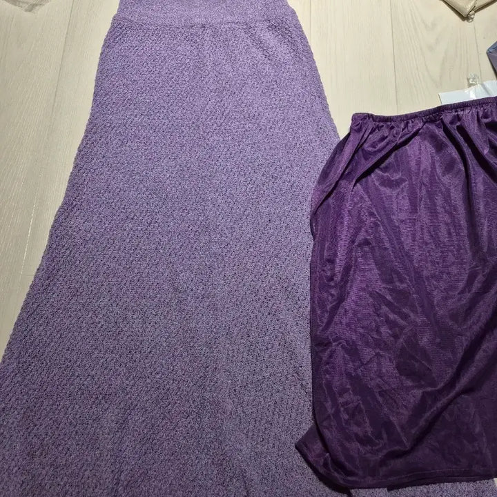 [BUNJANG] Light Purple Long Skirt / 연보라 롱스커트 그물짜임느낌
