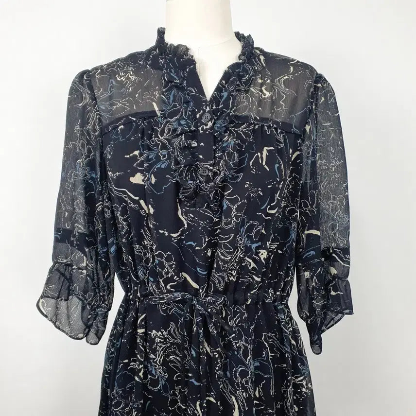 [BUNJANG] Oaro Pattern Chiffon Long Dress / 2003.오아로 패턴 쉬폰 롱 원피스 66