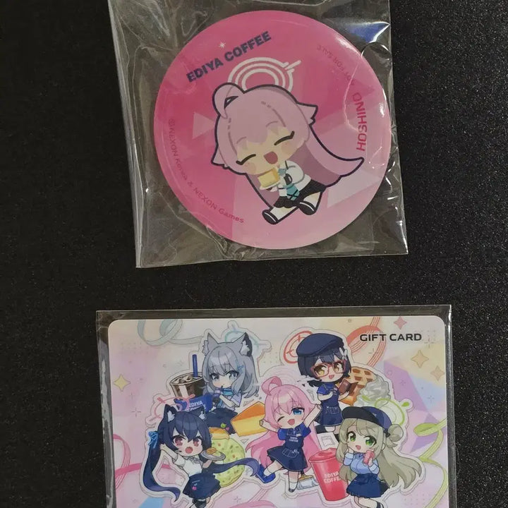 [BUNJANG] Blue Archive Hoshino Ediya Bundle Set Gift Card Can Badge / 블루아카이브 이디야 호시노 시로코 캔뱃지 기프트카드 포토카드 전종 일괄