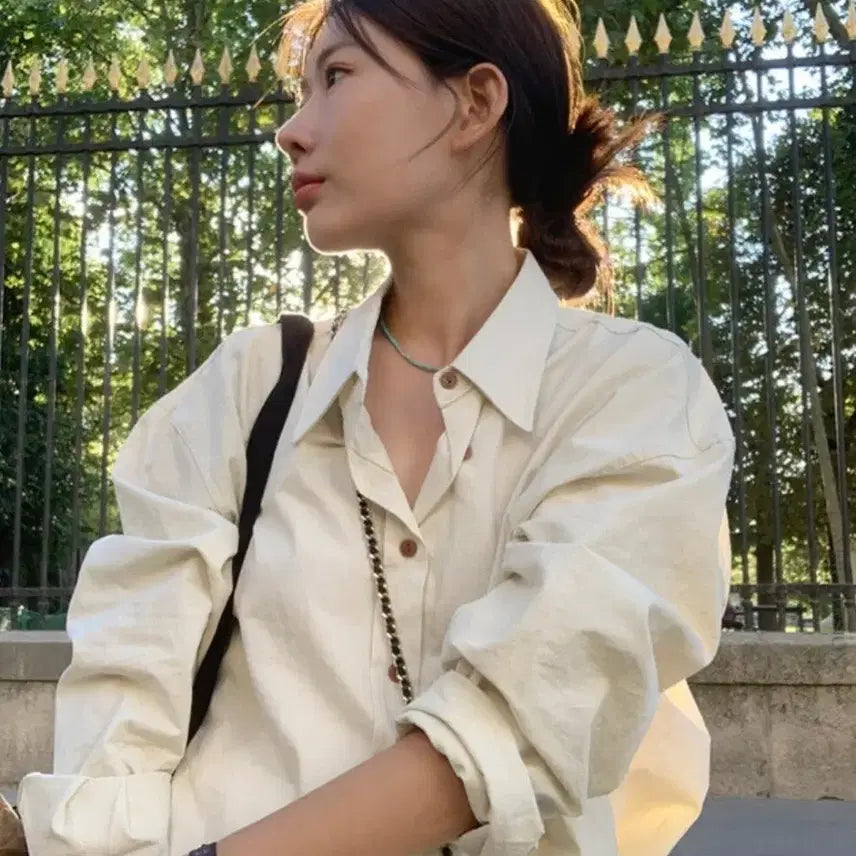 [BUNJANG] UNDERB Hackney Oversized Shirt - Yellow Beige / 언더비 Hackney 오버핏 셔츠 남방 옐로우 베이지