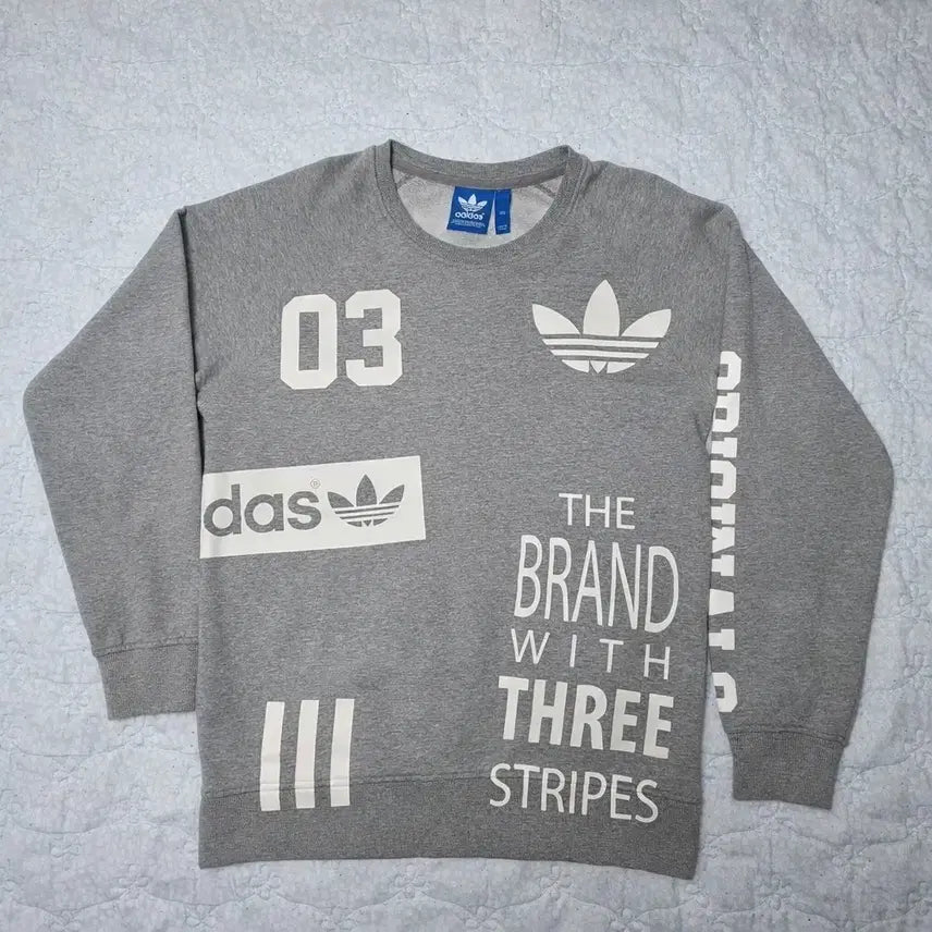 [BUNJANG] Adidas Originals Big Logo Gray Sweatshirt / 아디다스 오리지널 빅로고 그레이 맨투맨 95