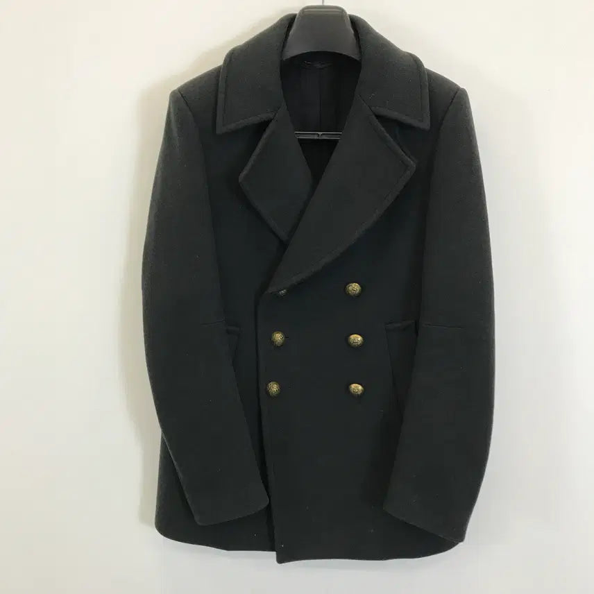 [BUNJANG] Time Homme Gold Button Pea Coat / 타임옴므 금장 피코트 그린 [95]