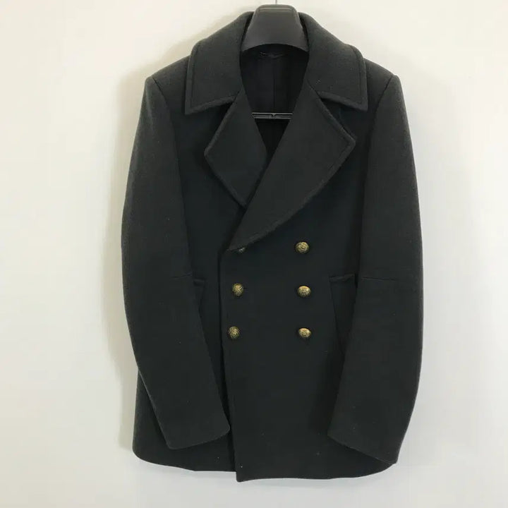 [BUNJANG] Time Homme Gold Button Pea Coat / 타임옴므 금장 피코트 그린 [95]
