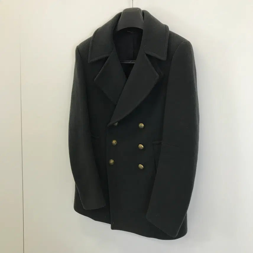 [BUNJANG] Time Homme Gold Button Pea Coat / 타임옴므 금장 피코트 그린 [95]
