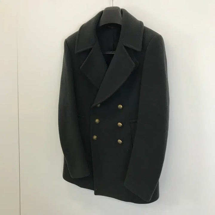 [BUNJANG] Time Homme Gold Button Pea Coat / 타임옴므 금장 피코트 그린 [95]