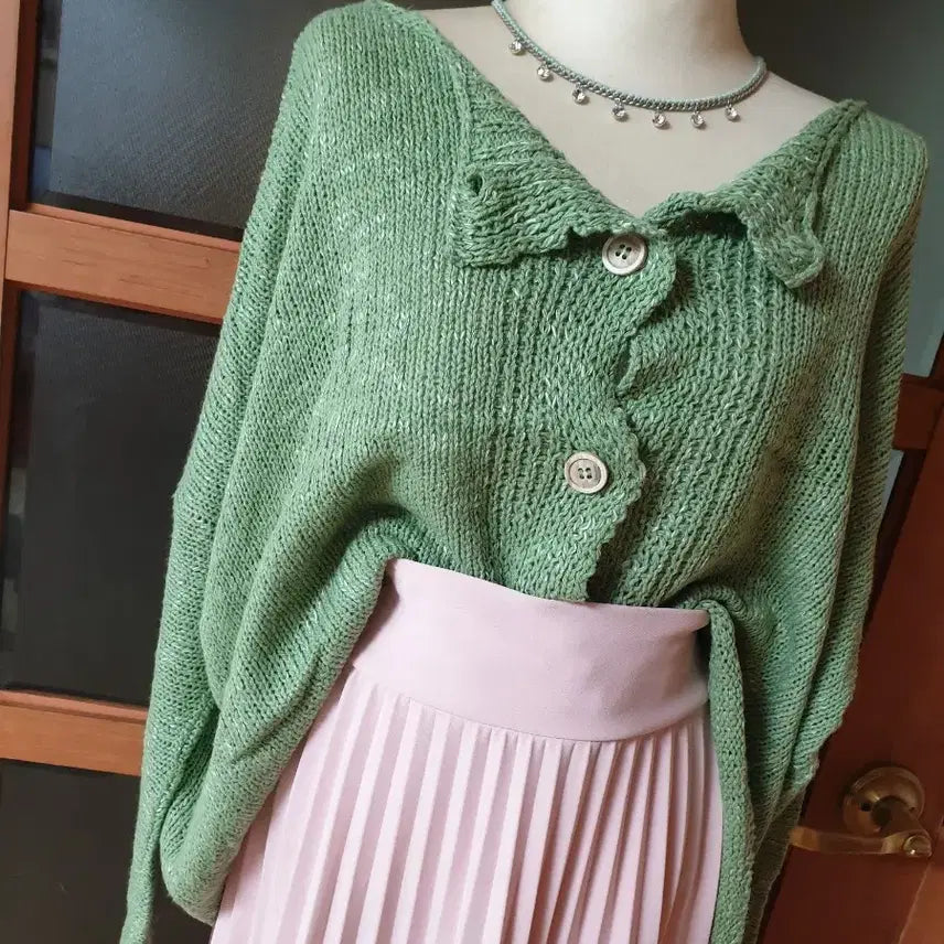 [BUNJANG] Grunge Two-Way Knit Cardigan Mint Green / (새제품)그런지 투웨이 니트&amp;가디건 민트그린
