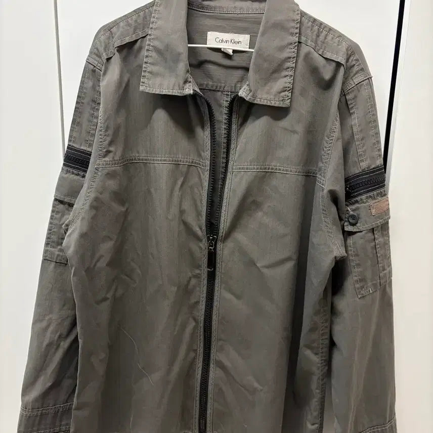 [BUNJANG] Calvin Klein Charcoal Gray Cotton Jacket / 캘빈클라인 차콜 그레이 면 자켓