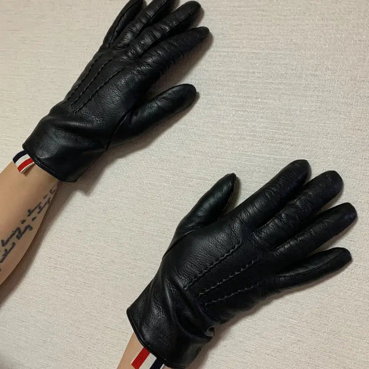 [BUNJANG] Thom Browne Leather Classic Gloves (Lambskin/Cashmere) - Women&
