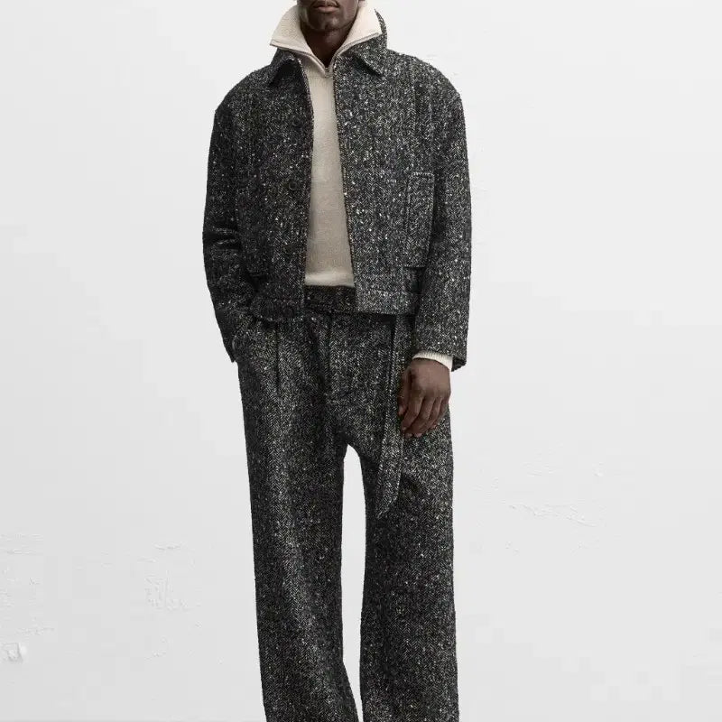 [SOLD OUT] ZARA 자라 24FW 트위드 울 헤링본 크롭 점퍼