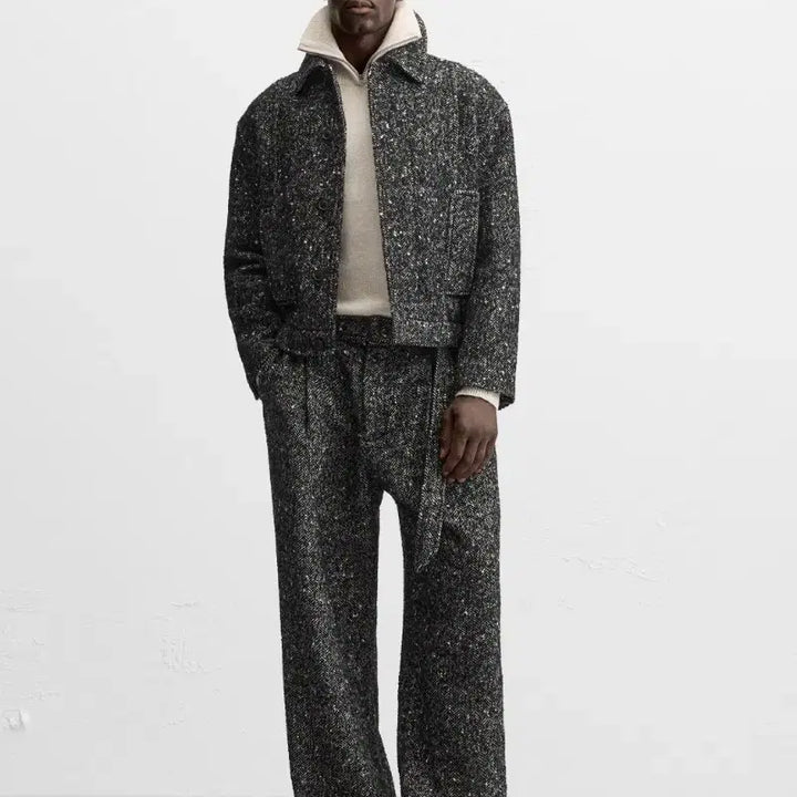 [SOLD OUT] ZARA 자라 24FW 트위드 울 헤링본 크롭 점퍼