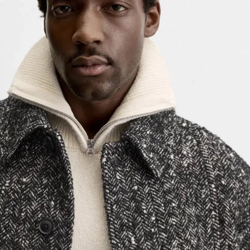 [SOLD OUT] ZARA 자라 24FW 트위드 울 헤링본 크롭 점퍼