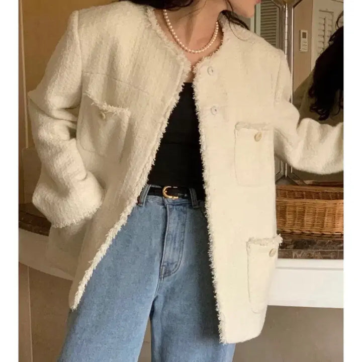 [BUNJANG] Without Summer Pepper Tweed Jacket / 위드아웃썸머 페퍼트위드자켓