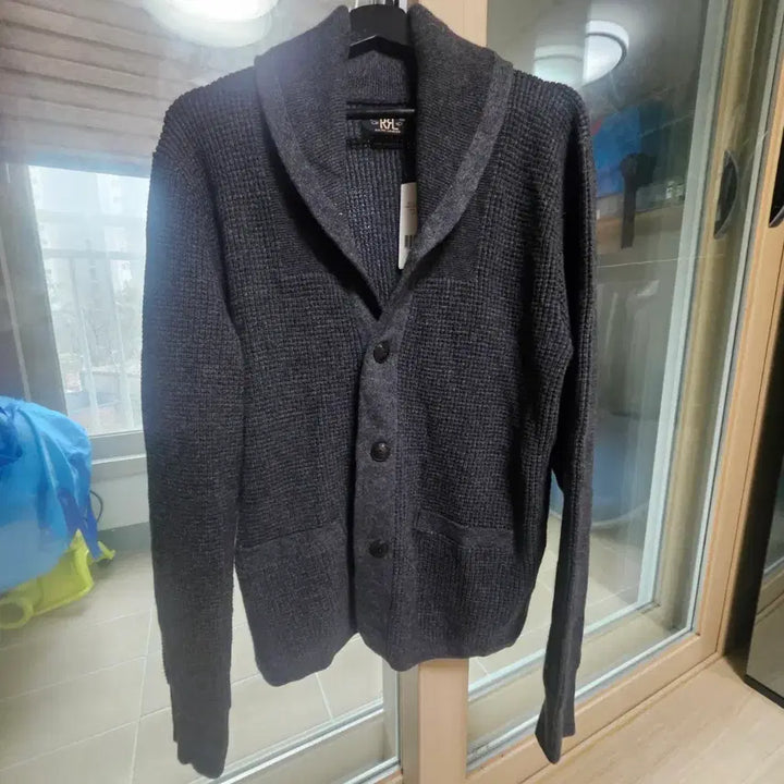 [BUNJANG] RRL Waffle Knit Shawl Collar Cardigan / 더블알엘 와플 니트 쇼칼라 가디건