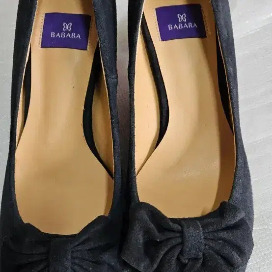 [BUNJANG] BABARA Navy Suede Ribbon Heels / BABARA 바바라 네이비 스웨이드 리본힐