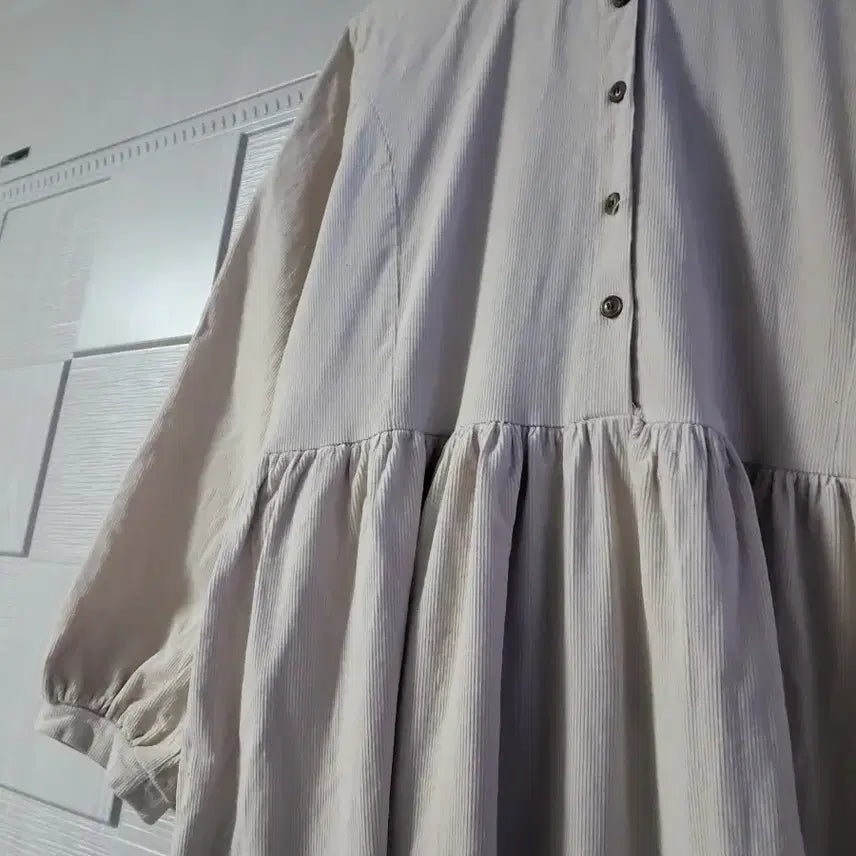 [BUNJANG] Ivory Corduroy Long Dress / 아이보리 코듀로이 롱 원피스
