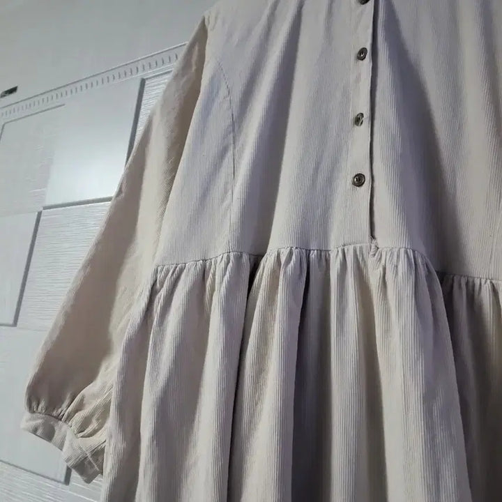 [BUNJANG] Ivory Corduroy Long Dress / 아이보리 코듀로이 롱 원피스