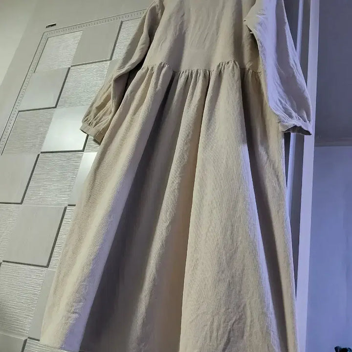 [BUNJANG] Ivory Corduroy Long Dress / 아이보리 코듀로이 롱 원피스