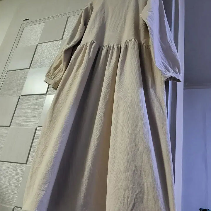 [BUNJANG] Ivory Corduroy Long Dress / 아이보리 코듀로이 롱 원피스