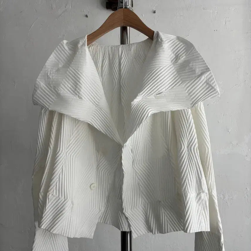 [SOLD OUT] Issey Miyake 이세이미야케 화이트 빅카라 자켓