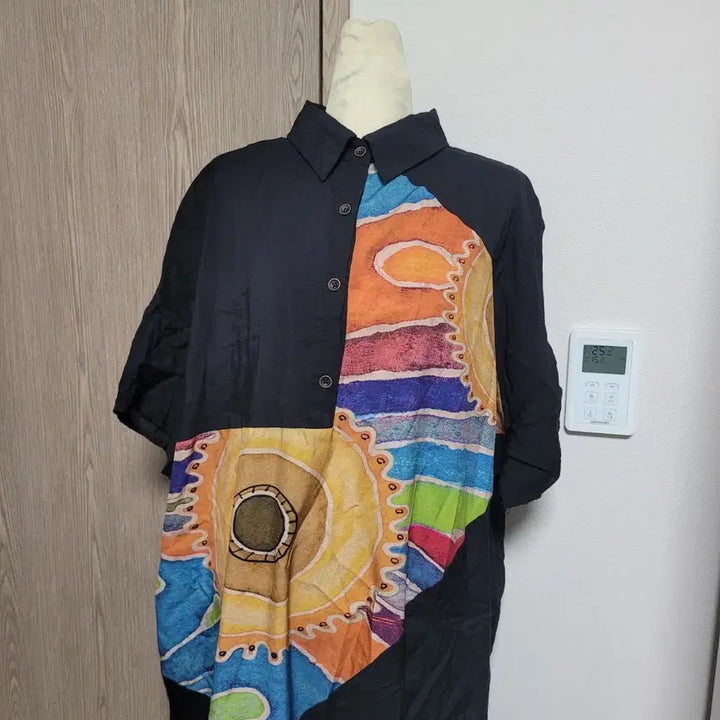 [BUNJANG] Tomato Store Black Pattern Long Shirt Dress L / 주말특가!!  하늘하늘한 블랙 패턴 롱 셔츠 원피스 L