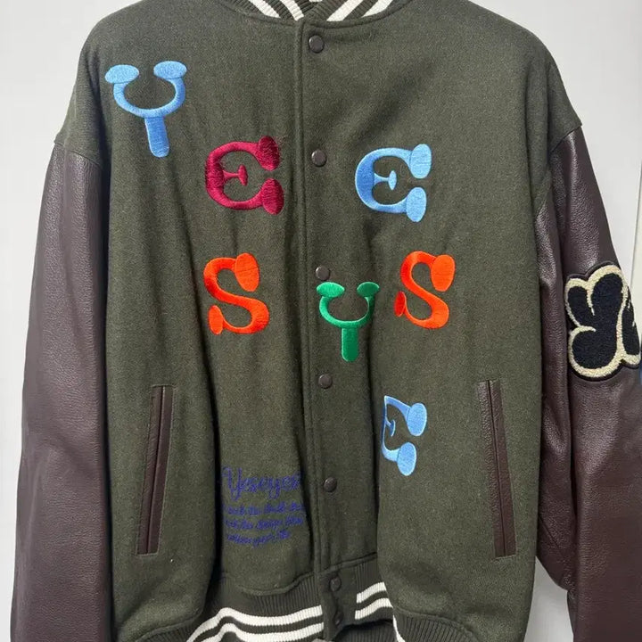 [BUNJANG] YesEyeSee Varsity Jacket Olive / [L] 예스아이씨 바시티 자켓, 올리브